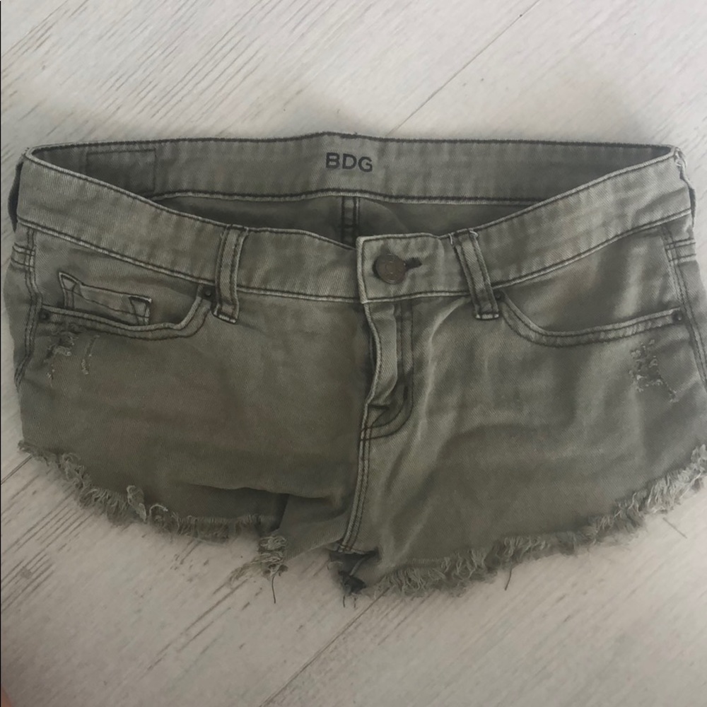 Olive denim shorts